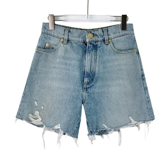 Balmain Blue Distressed Denim Fringed Shorts XS Limited Edition Premium Cotton C - Picture 1 of 8
